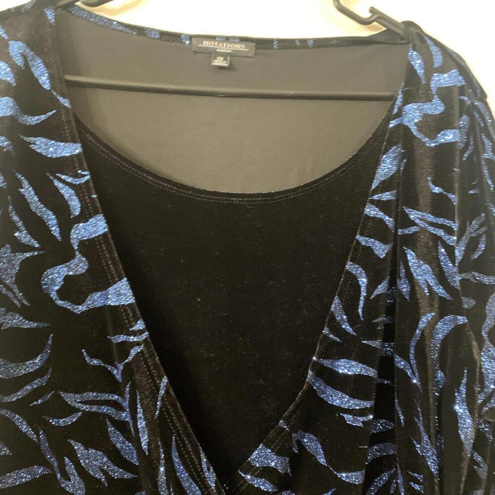 Notations Vtg Plus Sz 2X  Black Blue Velvet Glitter Animal Print Cocktail Party‌ - Picture 7 of 9
